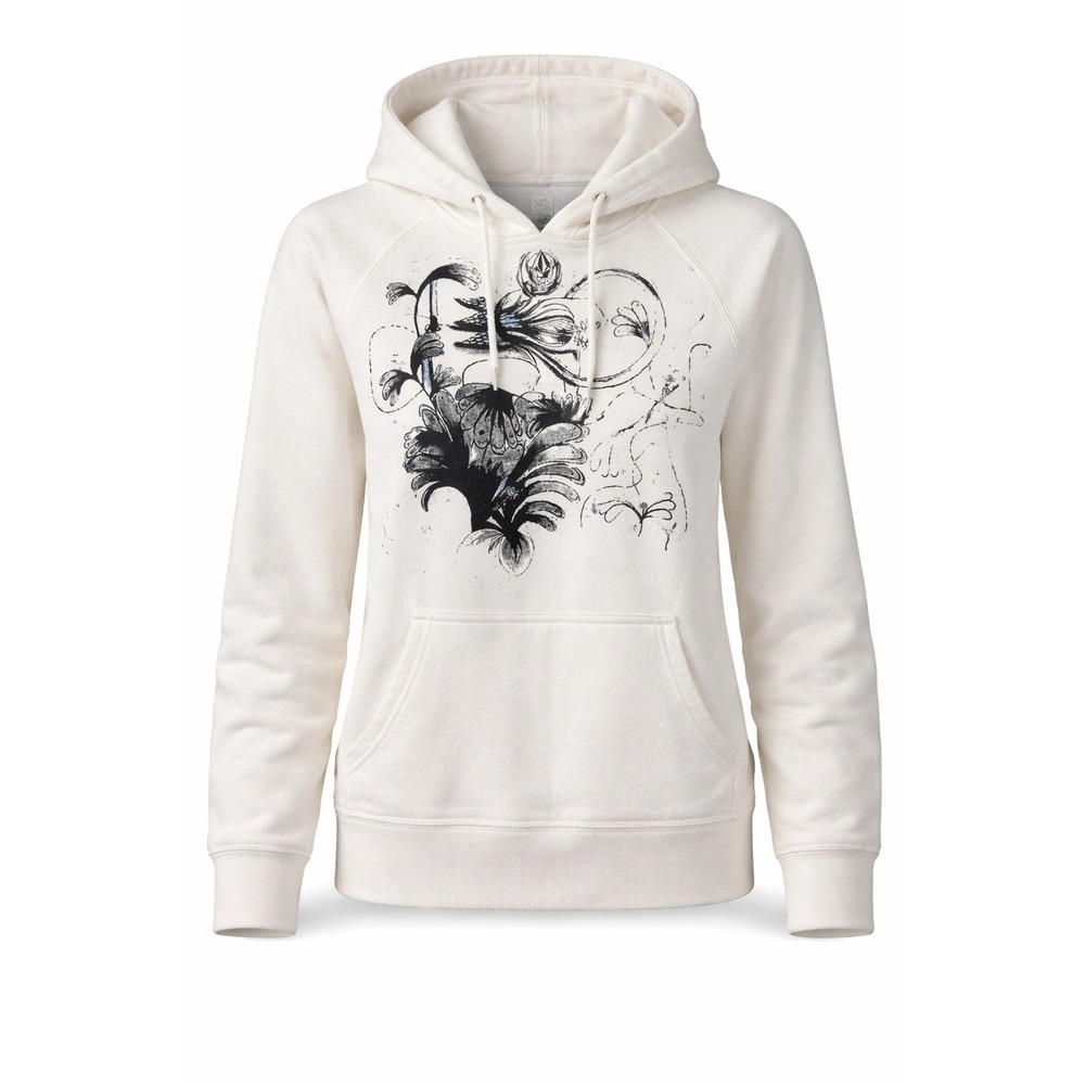 Volcom Wing Tipped Hoodie Cream Graphic Sequin Split V-Neck Mens Medium B471700